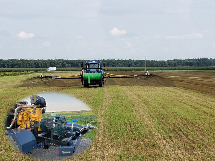 Enrouleur  Enrouleur hydraulique et rampe d'épandage