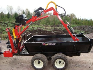 Log loader on trailer Woody 90HD