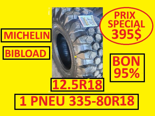 Pneus  PNEU 335-80R18 MICHELIN 12.5R18 USAGE 12.5-18