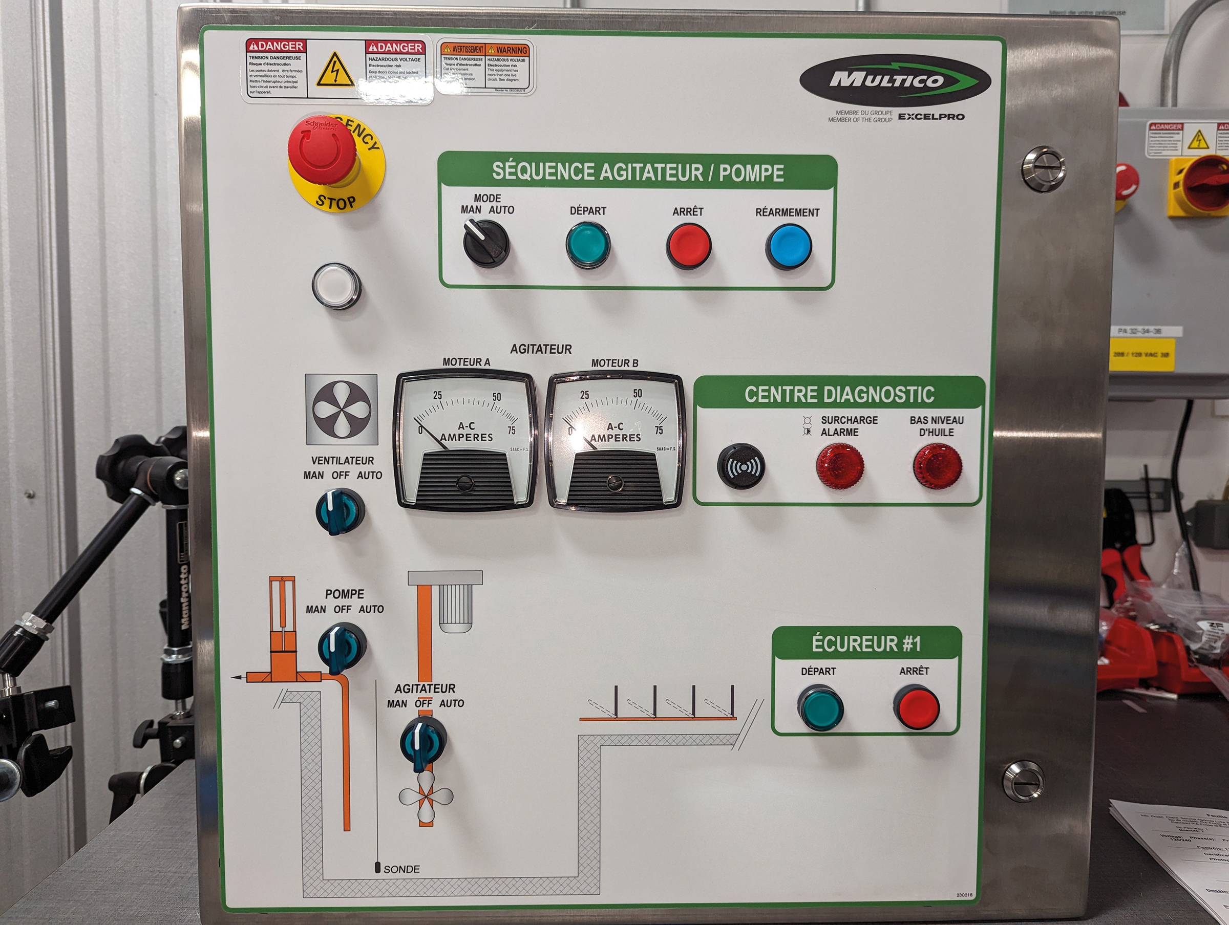 Control panel Système de contrôle pour évacuation des fumiers liquides 