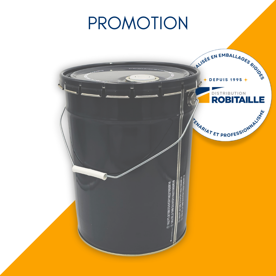 Chaudière 20 litres/5.3Gallons en métal gris et couvercle avec bec verseur