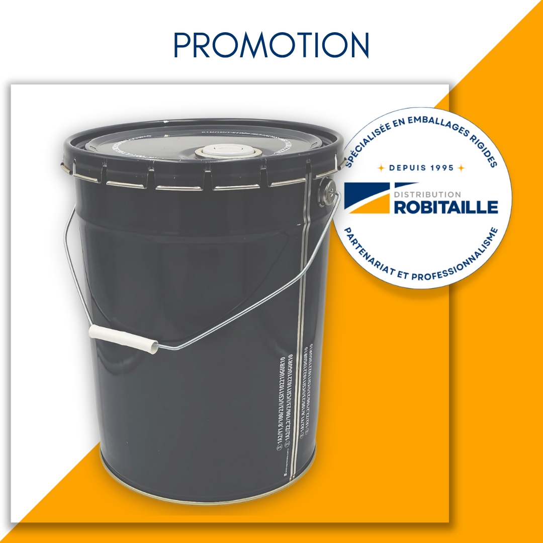 Chaudière 20 litres/5.3Gallons en métal gris et couvercle avec bec verseur