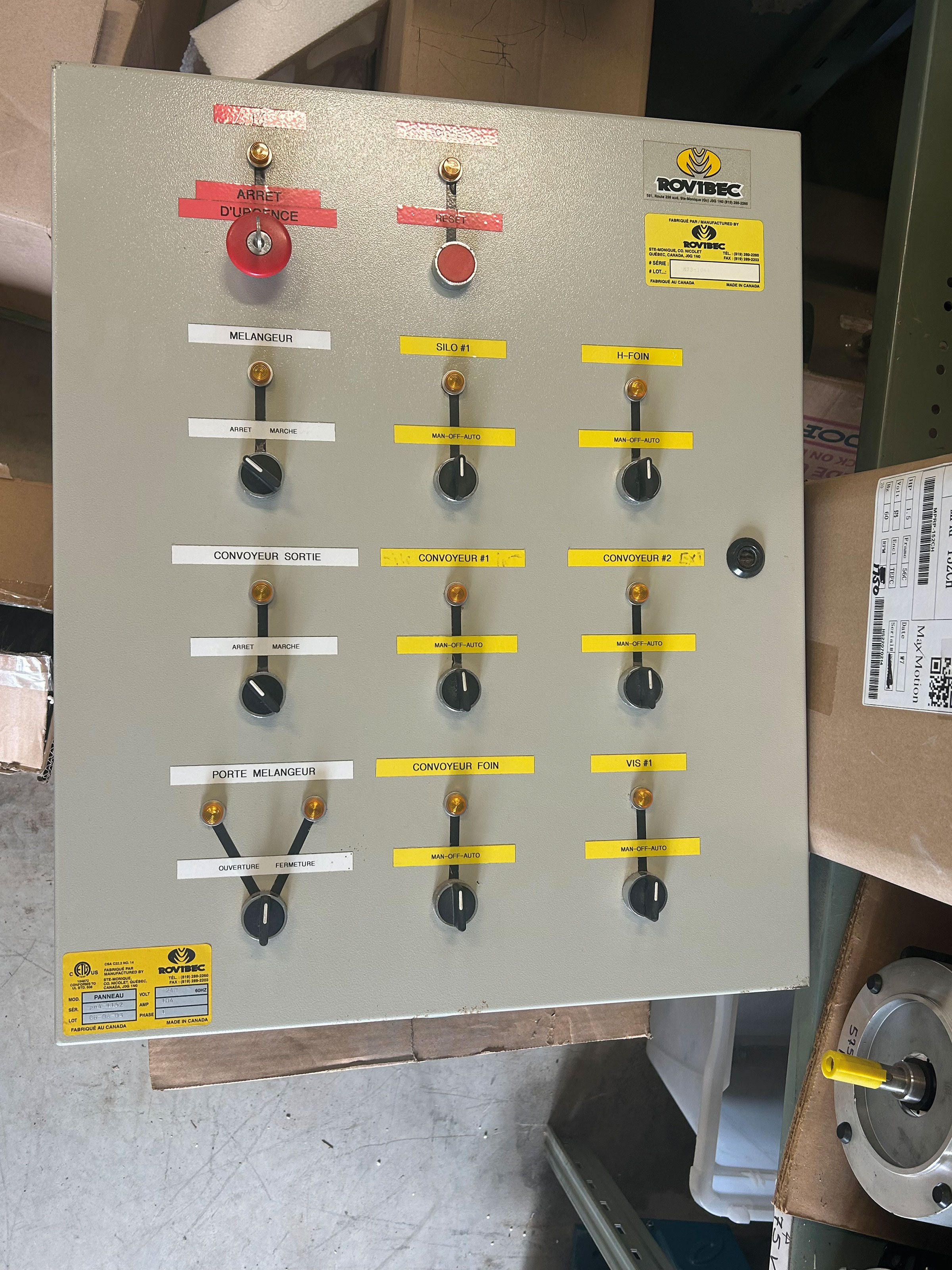 Panneau de contrôle  