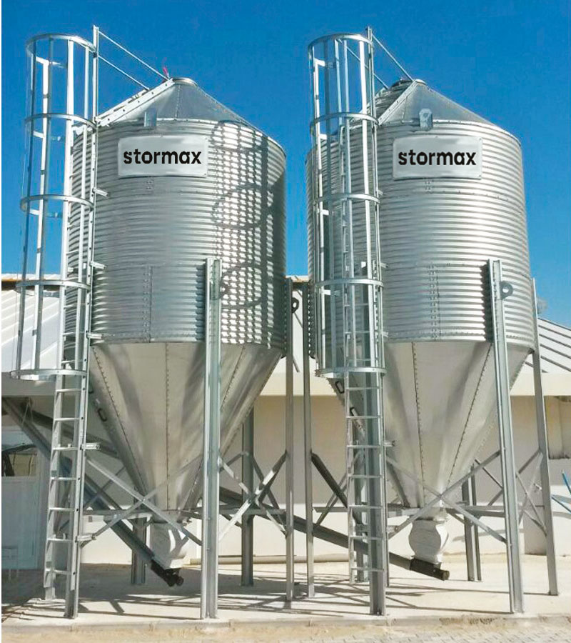 Grain silo  Stormax carrés et coniques