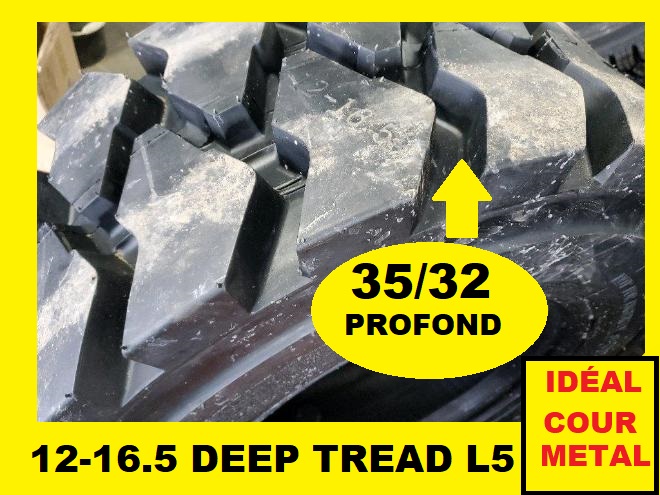 Pneus  Pneu 12-16.5 NEUF 12R16.5 DEEP TREAD L5 PROFOND 35/32