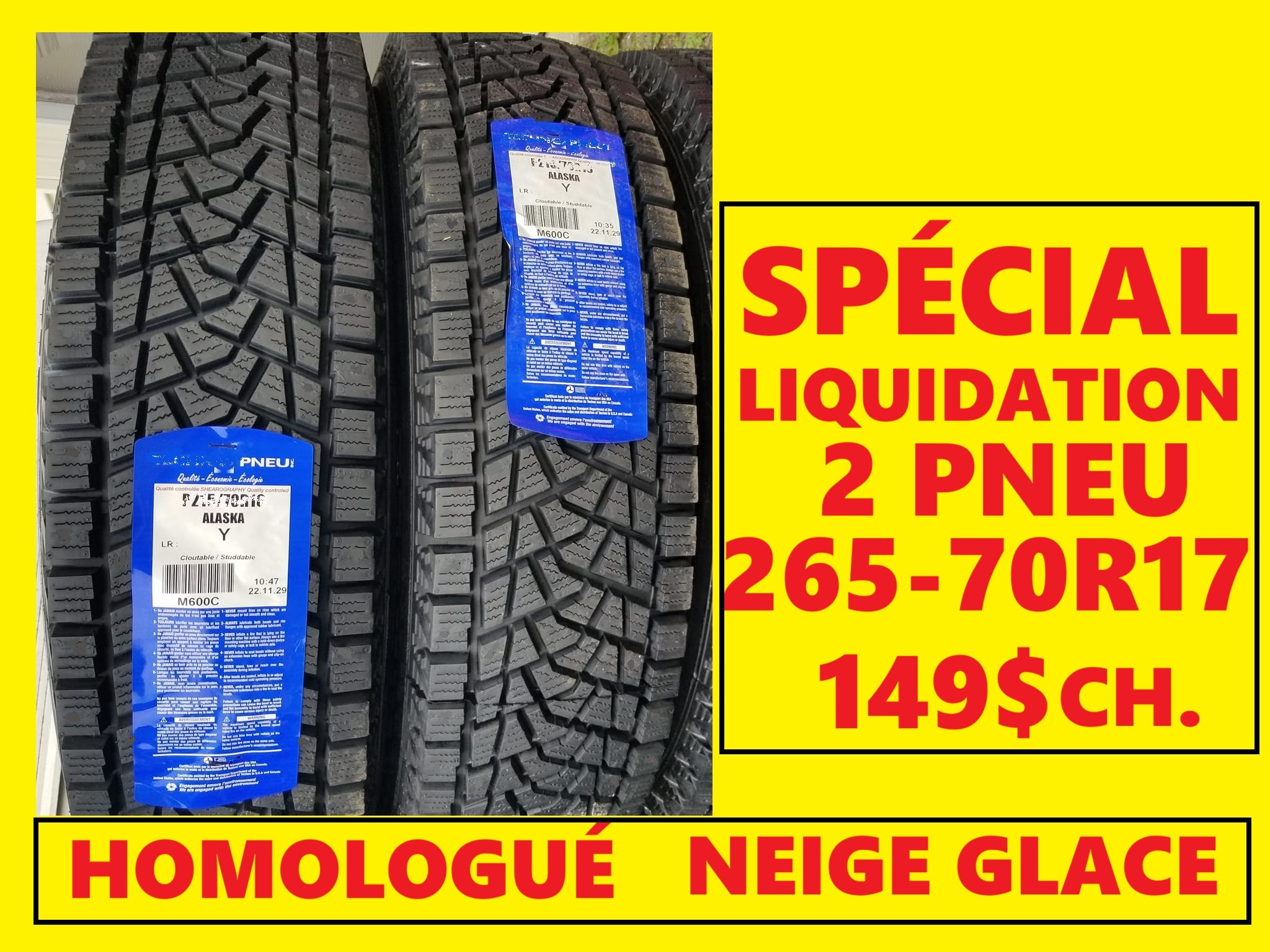 Pneus  PNEU 265-70R17 REMOULÉ A NEUF NEIGE GLACE 