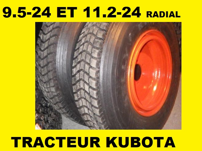 Tires Kubota PNEU KUBOTA 9.5-24 MONTÉ 11.2-24 NEIGE 12.4-24 /// 11.2R24 /// 12.4R24