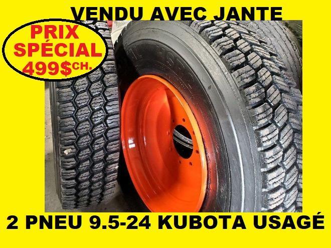 Pneus Kubota 2 PNEU 9.5-24 KUBOTA M7070 AVEC JANTE M7060 RADIAL NEIGE GLACE SNOW+